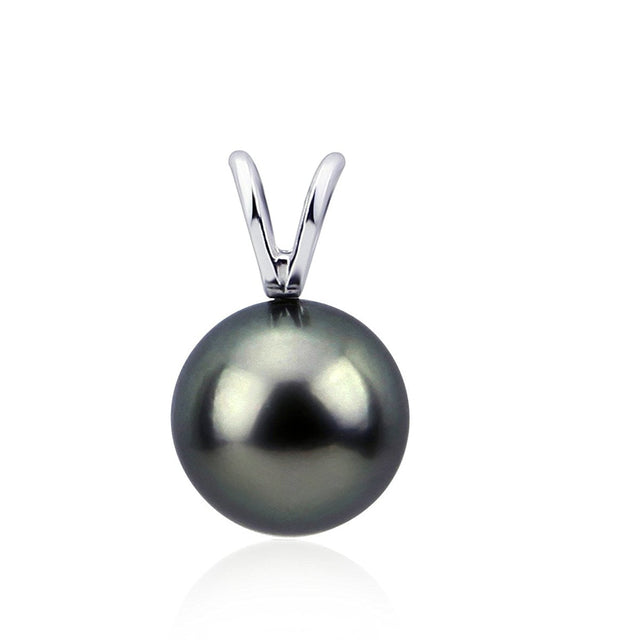 14K White Gold 8β9mm Dark Grey Tahitian Cultured Pearl Pendant