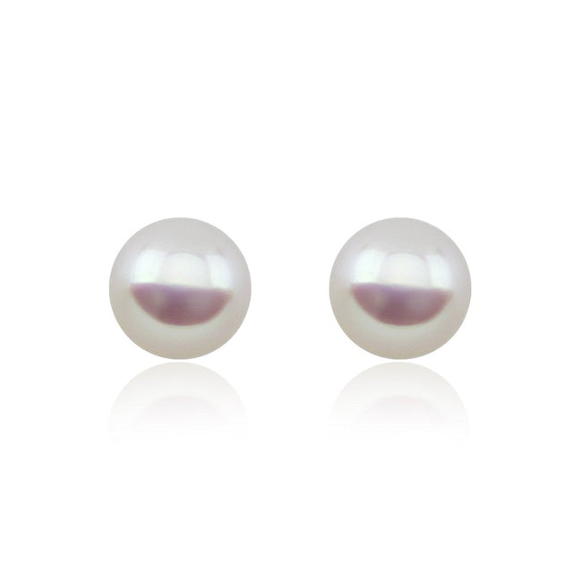 14K Gold 12β13mm White Freshwater Pearl Stud Earring