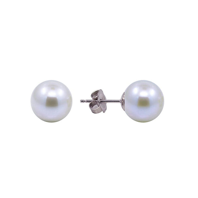 14K White Gold 6β6.5mm White Akoya Cultured Pearl Stud Earrings