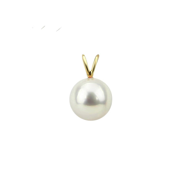 14K Yellow Gold 8β9mm White Round Freshwater Cultured Pearl Pendant