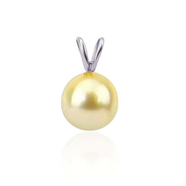 14K White Gold 9β10mm Light Golden South Sea Cultured Pearl Pendant
