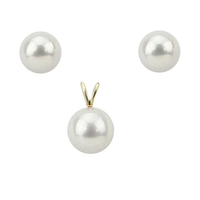 14K Gold 7β7.5mm Freshwater Pearl Earrings & Pendant Set