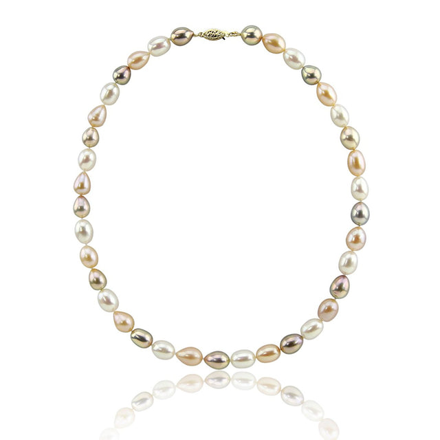 14K Gold 8β9mm Multicolor Freshwater Pearl Necklace, 18"