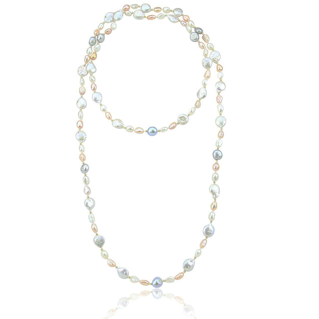 6β13mm Multicolor Baroque Freshwater Pearl Necklace, 50"
