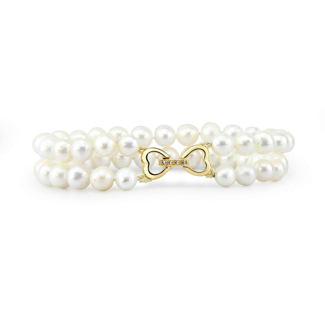 2-Row 6β7mm White Freshwater Cultured Pearl Bracelet, 7.5"