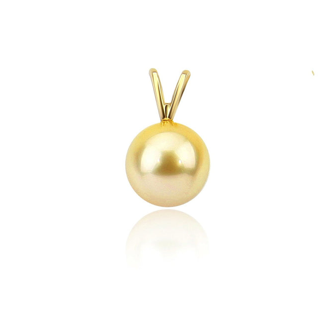 14K Gold 9β10mm Golden South Sea Pearl Pendant, AAA