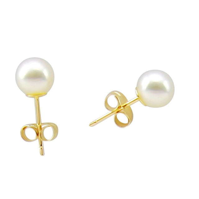 14K Gold 5β5.5mm White Freshwater Pearl Stud Earrings
