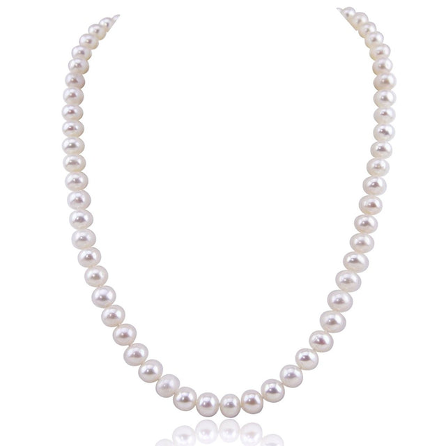 6.5β7mm White Freshwater Pearl Necklace, 18"