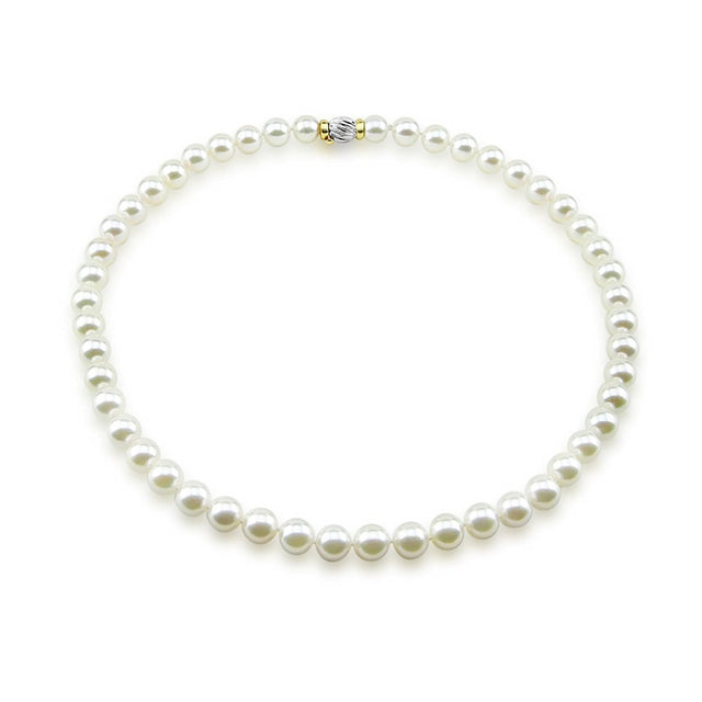 14K White Gold 8.5β9mm White Akoya Cultured Pearl Necklace, 18"