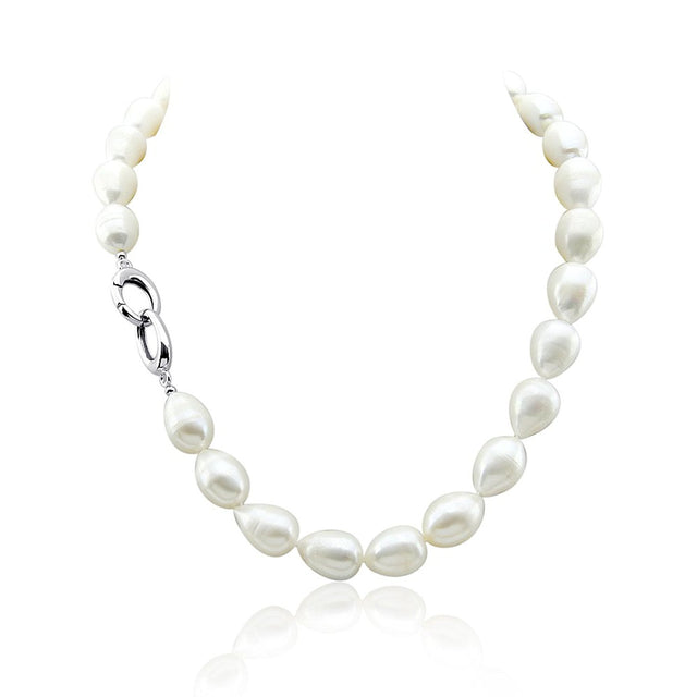 11β13mm White Rice Freshwater Cultured Pearl Necklace, 18"