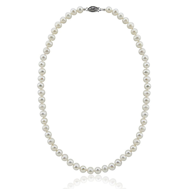 6.5β7mm White Freshwater Cultured Pearl Necklace, 17"