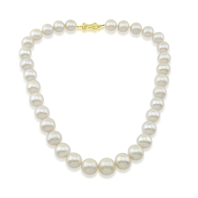 14K Yellow Gold 11β15mm White Freshwater Cultured Pearl Necklace, 17", Queen Style