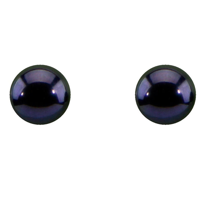 9β10mm Black Freshwater Pearl Stud Earrings, Sterling Silver