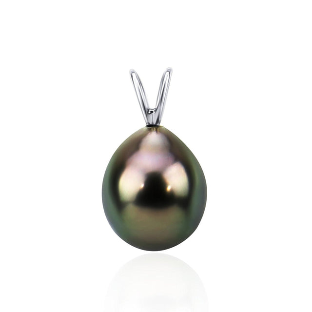 14K White Gold 9β10mm Black Tahitian Cultured Pearl Pendant