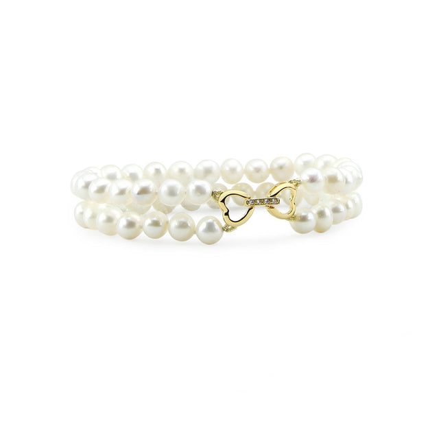 2-Row 6β7mm White Freshwater Cultured Pearl Bracelet, 7.5"