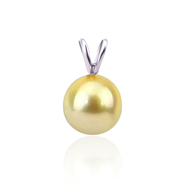 14K White Gold 9β10mm Golden South Sea Cultured Pearl Pendant