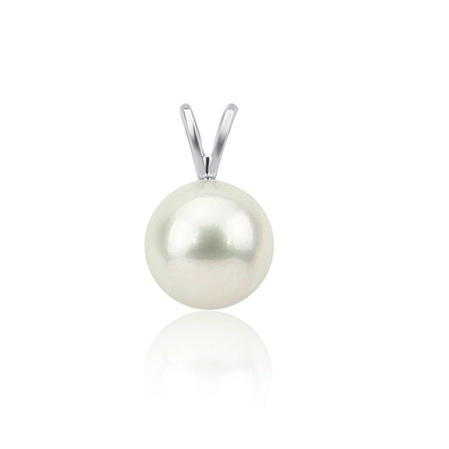 14K White Gold 7.5β8mm Akoya Pearl Pendant, AA
