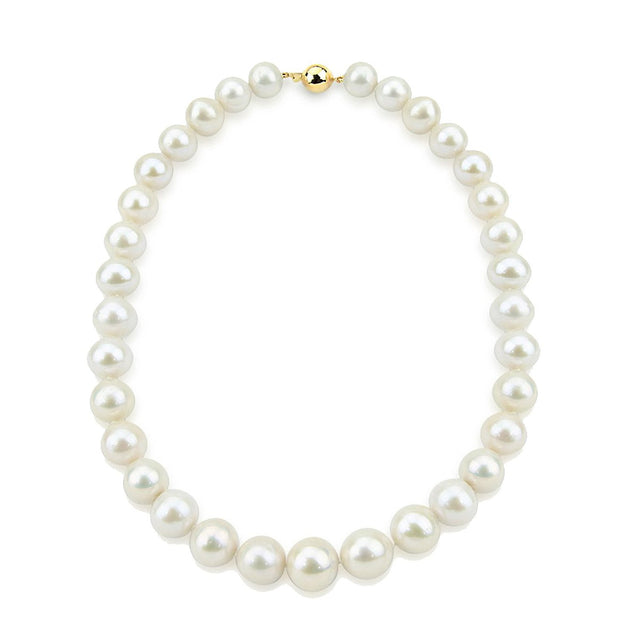 14K Yellow Gold 11β14mm White Freshwater Cultured Pearl Necklace, 20"