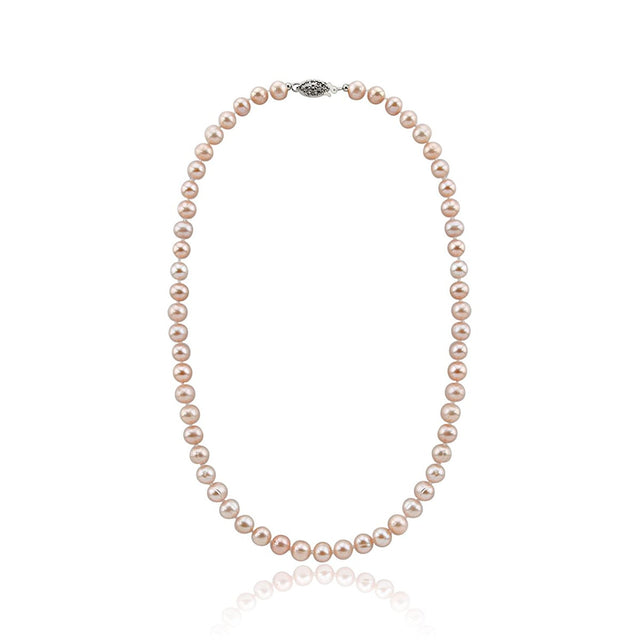 8β9mm Lavender Freshwater Cultured Pearl Necklace, 18", with Base Metal Clasp