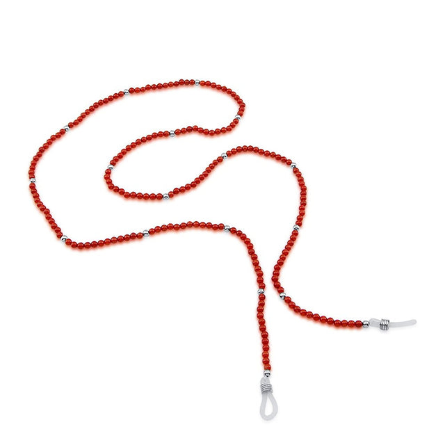 3β4mm Red Coral Eyeglass Holder, 27"