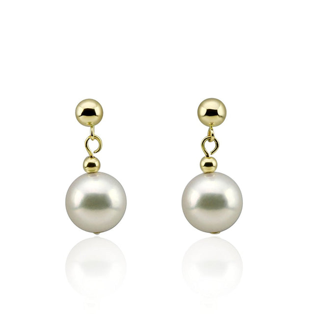 14K Gold 8.5β9mm Akoya Pearl Drop Earrings