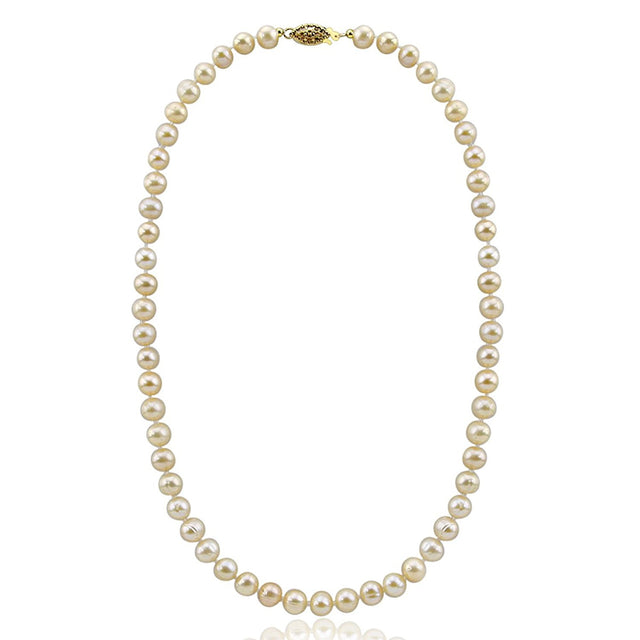 6.5β7mm Pink Freshwater Cultured Pearl Necklace, 20", with Base Metal Clasp