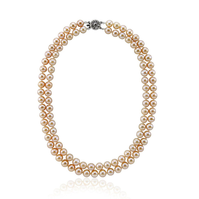 2-Row 8β9mm Pink Freshwater Pearl Necklace, 17β18"