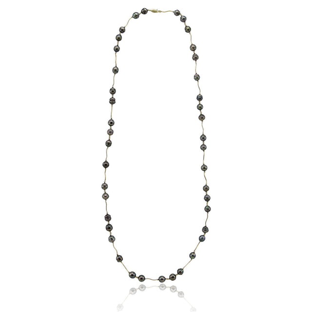 14K Gold Tahitian Pearl Necklace, 40"