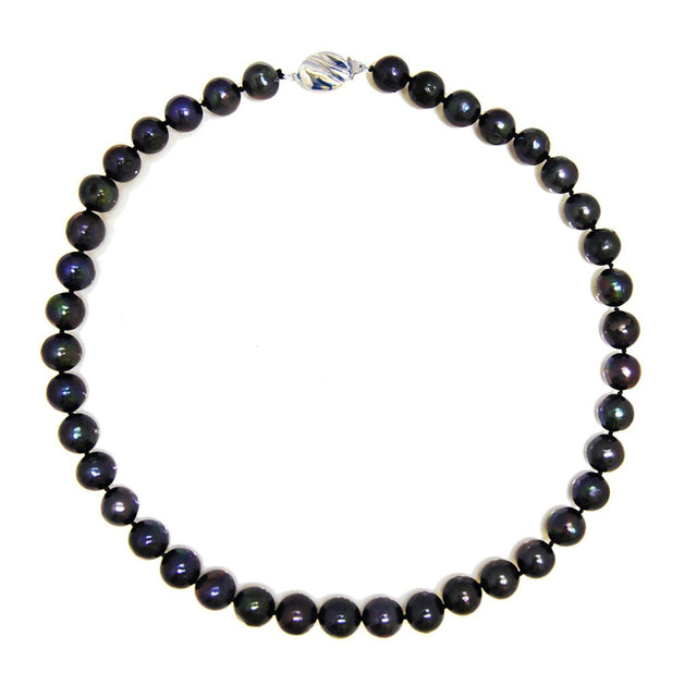 10β11mm Black Freshwater Cultured Pearl Necklace, 18"