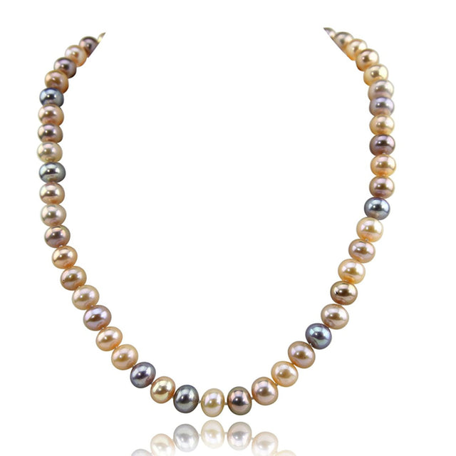 14K White Gold 8.5β9.5mm Multicolor Freshwater Cultured Pearl Necklace, 18"
