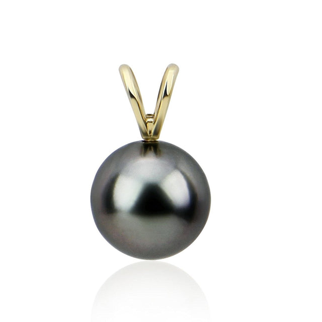 14K Yellow Gold 8–9mm Dark Grey Tahitian Cultured Pearl Pendant