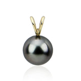 14K Yellow Gold 8–9mm Dark Grey Tahitian Cultured Pearl Pendant