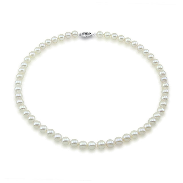 14K White Gold 8–9mm White Freshwater Cultured Pearl Necklace, 18"