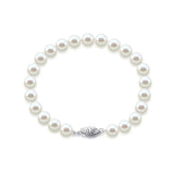 14K White Gold 7–8mm White Freshwater Cultured Pearl Bracelet, 8.5"