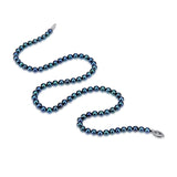 14K White Gold 5–5.5mm Dyed Black Akoya Cultured Pearl Necklace