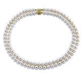 14K Yellow Gold Double-Strand 8–9mm White Freshwater Cultured Pearl Necklace