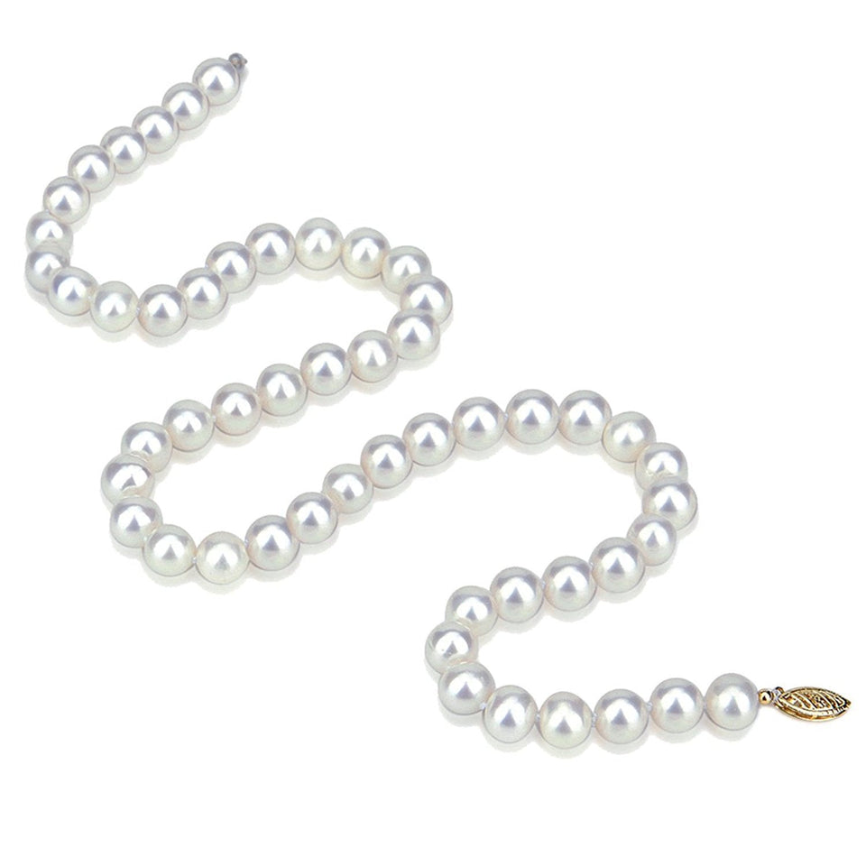 14K Gold 6–6.5mm White Akoya Pearl Necklace, 16"