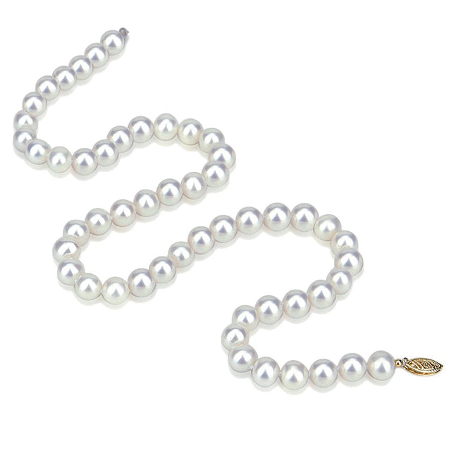 14K Gold 6–6.5mm White Akoya Pearl Necklace, 16"