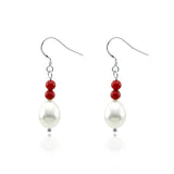 Red Coral & 10–11mm Freshwater Pearl Drop Earring
