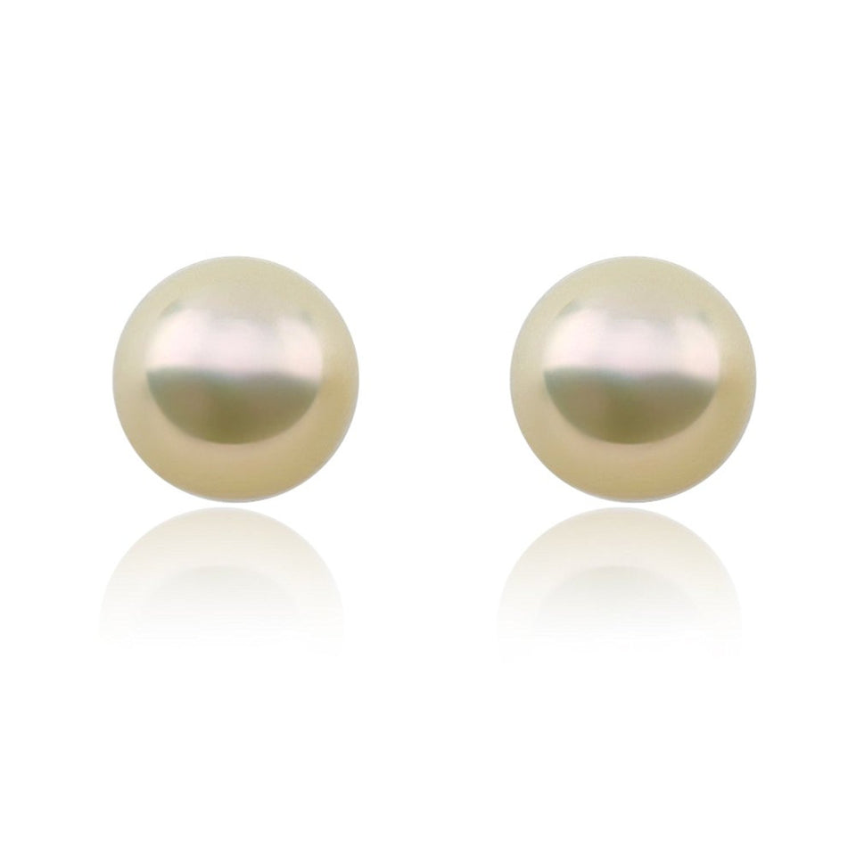 14K Yellow Gold 13–14mm Light Golden Freshwater Cultured Pearl Stud Earrings