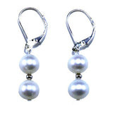 2-Row 8–9mm White Freshwater Cultured Pearl Necklace, 17–18", with Matching Earring Set