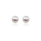 14K Yellow Gold 9.0-10.0mm White Button Shape Freshwater Cultured Pearl High Luster Stud Earrings — product view 2