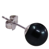 14K White Gold 7–7.5mm Dyed Black Akoya Cultured Pearl Stud Earrings