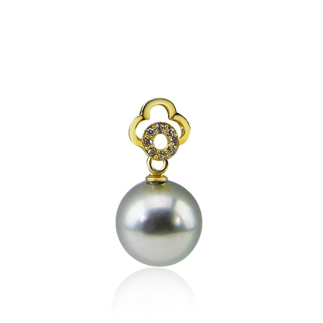 10–11mm Light Grey Tahitian Cultured Pearl Gold-Flashed Silver Pendant