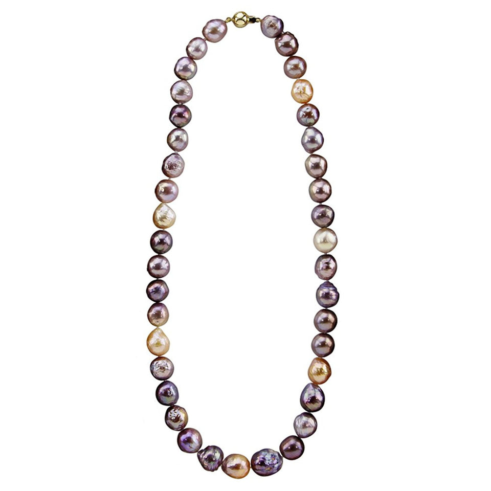 14K Yellow Gold 10–13mm Multicolor Edison Freshwater Cultured Pearl Necklace, 20"