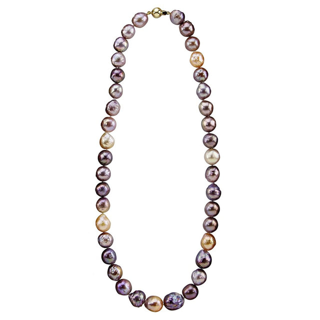 14K Yellow Gold 10–13mm Multicolor Edison Freshwater Cultured Pearl Necklace, 20"