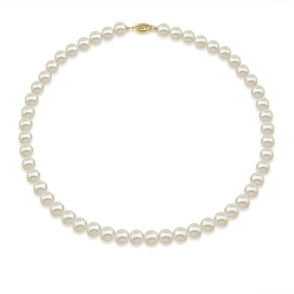 14K Gold 8–9mm White Freshwater Pearl Necklace, 18"