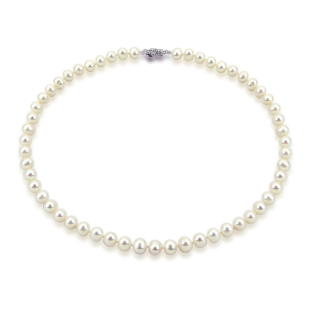 White freshwater cultured pearl necklace with fish-hook clasp