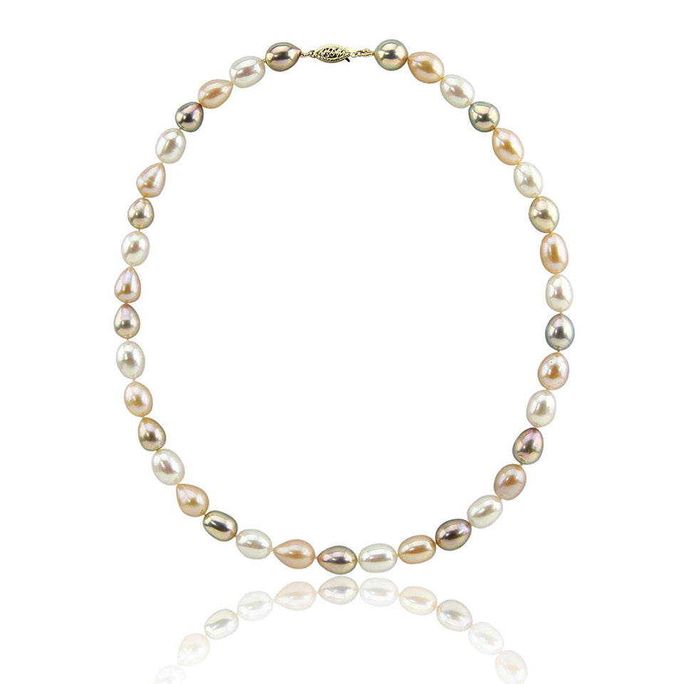 14K Gold 8–9mm Multicolor Freshwater Pearl Necklace, 18"