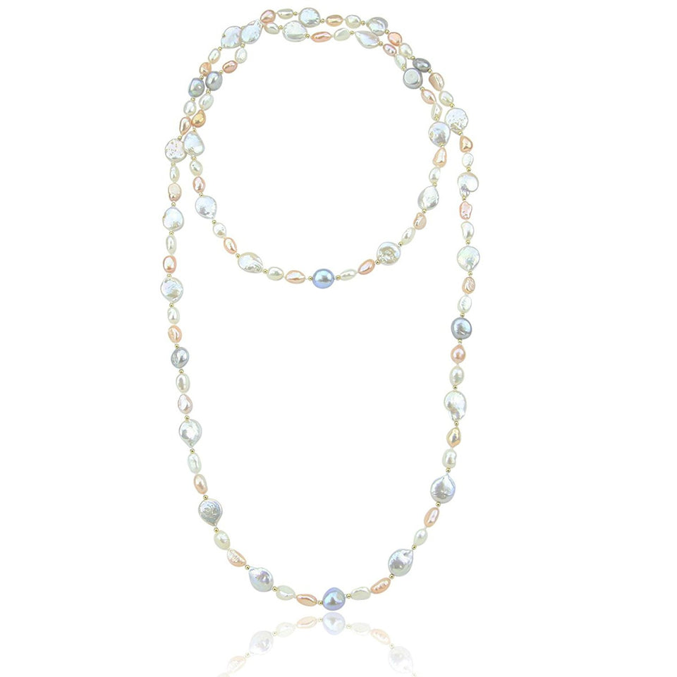6–13mm Multicolor Baroque Freshwater Pearl Necklace, 50"